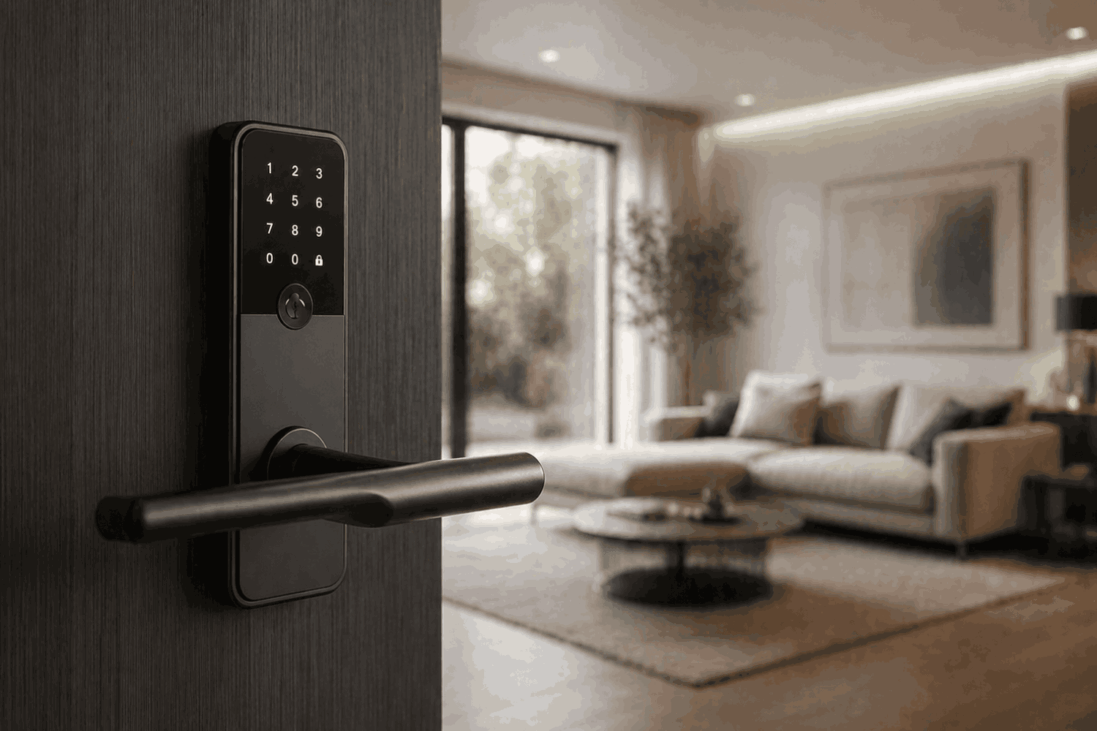Puerta con cerradura inteligente