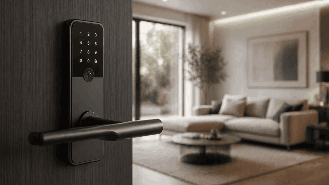 Puerta con cerradura inteligente