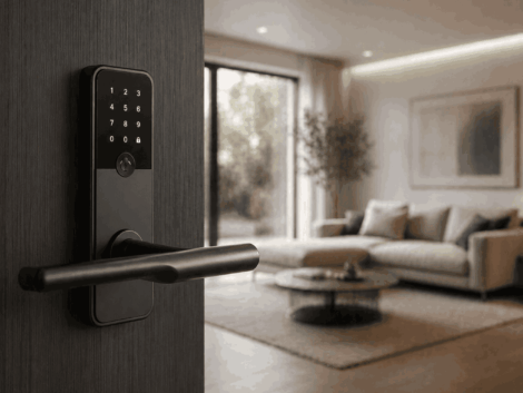 Puerta con cerradura inteligente